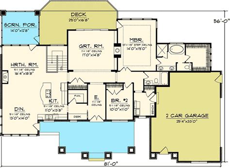 bedroom rambling ranch home plan ah architectural designs house plans