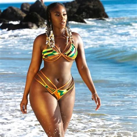 2017 Gold Color African Print Bikini Set For Women High Waisted Bikini