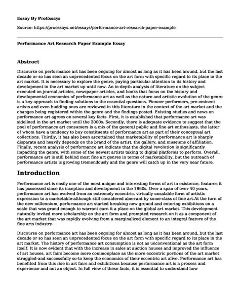 performance art research paper   essay term paper