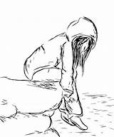 Girl Drawing Depressed Crying Tumblr Sad Drawings Sketch Alone Anime Getdrawings Girls sketch template