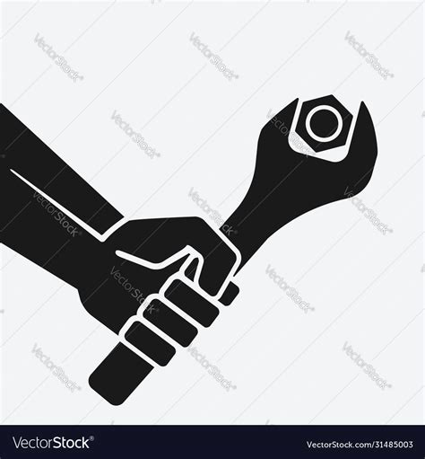 Hand With Spanner Tightening Nut Royalty Free Vector Image
