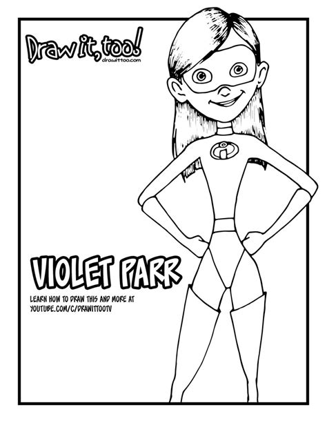 draw violet parr incredibles  drawing tutorial draw