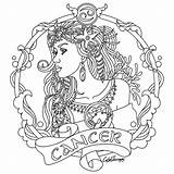 Zodiac Coloring Pages Adults Cancer Colouring Signs Astrology Horoscope Printable Adult Sheets Pisces Sign Beauty Taurus Colour Para Mandala Signos sketch template