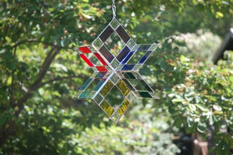 stained glass colourful suncatcher etsy