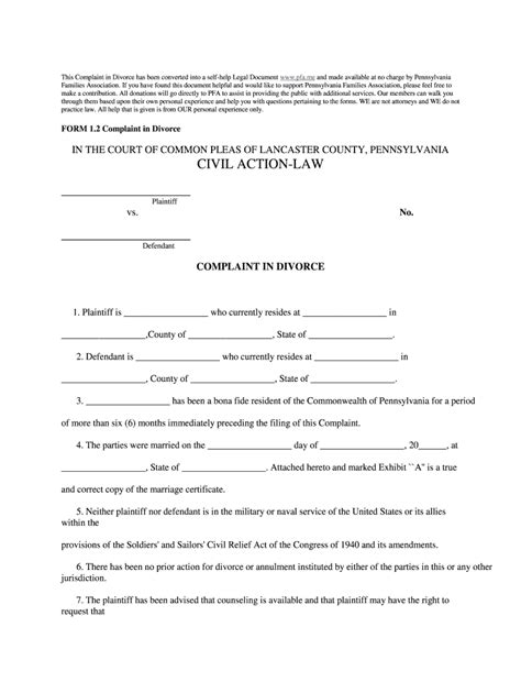 pennsylvania divorce forms  fill   sign printable