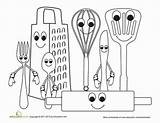 Utensils Kindergarten sketch template