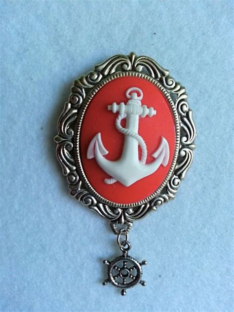 Anchors Away Cameo Brooch W Wheel Four Colors Available Etsy Cameo