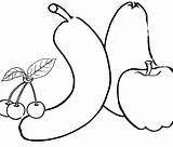 Coloring Pages Cherries Banana Bananas Apples Guava Guavas Apple sketch template