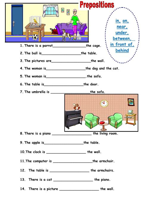 prepositions  place interactive worksheet