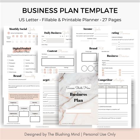 business plan template business planner small business