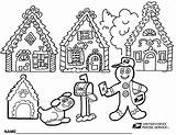 Coloring Gingerbread Christmas Pages Man Usps Holiday House Stamp Office Post Printable Kids Print Village Color Sheets Postal Sheet Vector sketch template