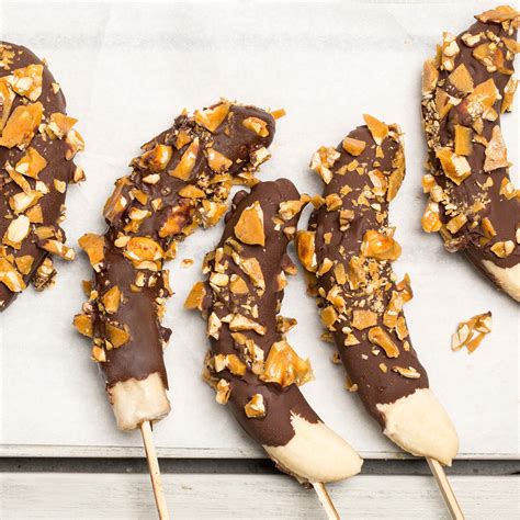 Frozen Chocolate Dipped Bananas With Peanut Brittle Recipe Epicurious