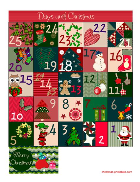 printable christmas countdown stickers
