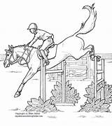 Dressage Jumping Colouring Eventing sketch template