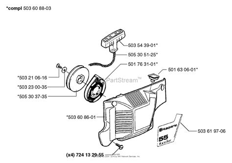 husqvarna  rancher epa   parts diagram  starter assembly