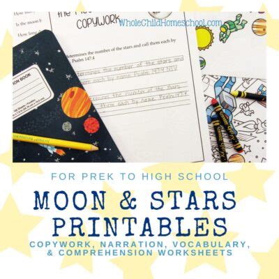 moon stars printables  prek   high school