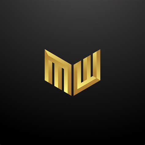 mw logo monogram letter initials design template  gold  texture