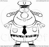 Police Chubby Clipart Woman Happy Cartoon Outlined Coloring Vector Thoman Cory Royalty sketch template