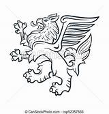 Griffin Heraldic Illustration Highly Griffon Rampage Detailed Clip sketch template