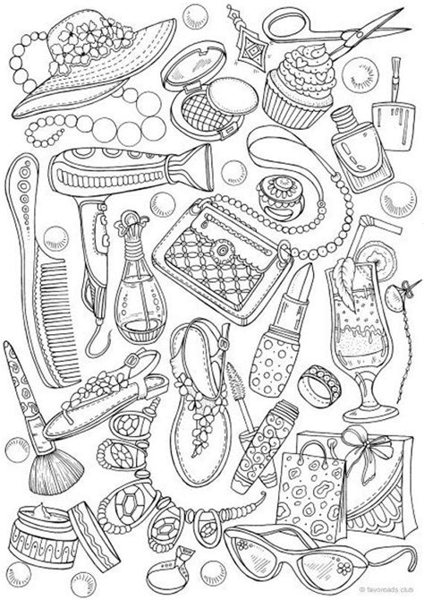 girly fashion printable adult coloring page  favoreads coloring