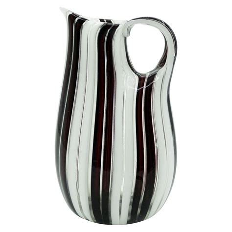 Vintage Murano Striped Glass Vase Second Half Of The 20th