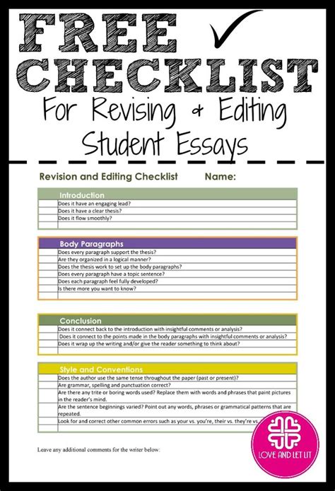 revision  editing checklist   google easel editing