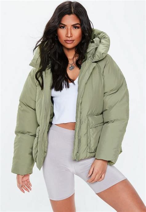 green oversized hooded ultimate puffer jacket missguided