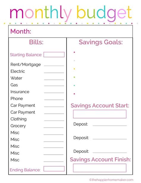 printable monthly budget planners kitty baby love