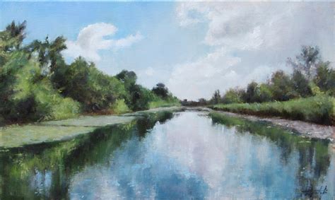 canal reflections landscape oil painting fine arts gallery