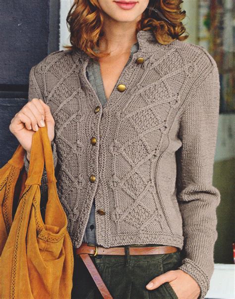 womans military style aran jacket 32 45 knitting pattern in wool