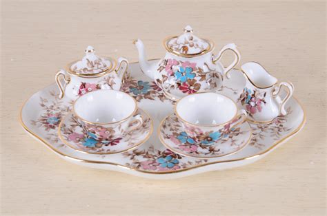 miniature tea set crown staffordshire mini tea set miniature tea set tea cups vintage