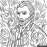 Gogh Van Vincent Portrait Self Coloring Drawings Painting Easy Paintings Color Thecolor sketch template