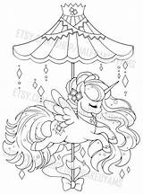 Coloring Pages Alicorn Cute Carousel Unicorn Ausmalbilder Sheets Yampuff Colouring Karussell Drawing Aurora Malen Lineart Visit Outstanding Includes Some Etsy sketch template