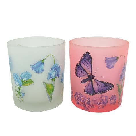 5 5oz Pink Frosted Glass Jars Wholesale Decorative Votive