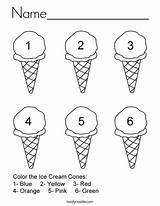 Coloring Ice Cream Preschool Pages Cones Name Color Theme Worksheets Numbers Worksheet Twistynoodle Kindergarten Kids Math Count Print Matching Colors sketch template