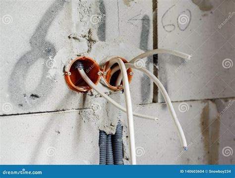 electrical installation   house stock photo image  wall professional