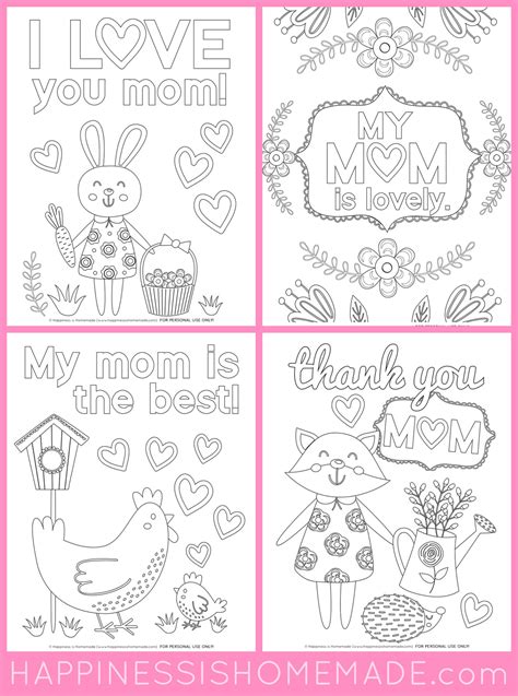 printable mothers day coloring cards  printable