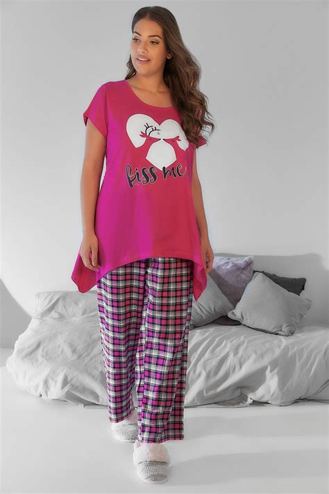 pink reh schlafanzug set mit spruch in großen größen 44 64