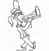 Trombone Marching Playing Toonaday Clipground Vecto sketch template