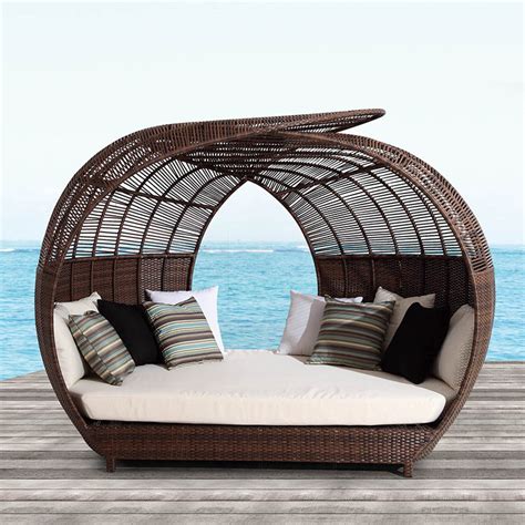 dome  sunshine lounge beach chaise lounge circular garden furniture rattan sun daybed