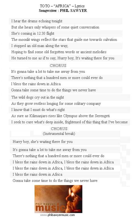 africa lyrics image  matthew parsons  classic lyrics  quotes