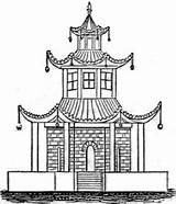 Pagoda Drawing Drawings Buildings sketch template
