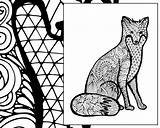 Coloring Fox Animal Pdf Zentangle Sheet Adult Colouring Sketch Description sketch template