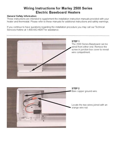 wiring instructions  marley  series electric baseboard heaters  thermostat