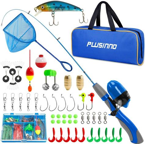 plusinno kids fishing pole portable telescopic fishing rod combos full kits flidbe
