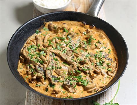 Creamy Beef Stroganoff And Rice Recipe Abel And Cole