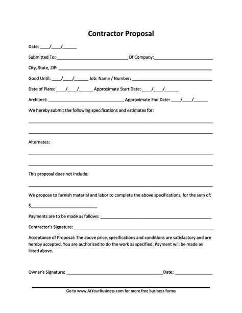 construction proposal template construction bid forms