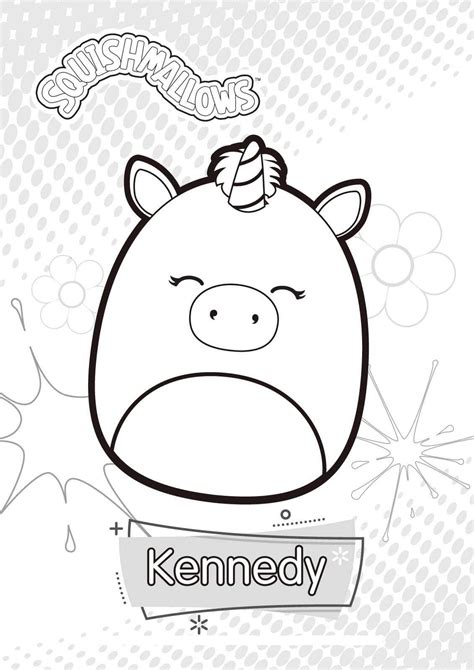 smiling kennedy  unicorn  squishmallow coloring page
