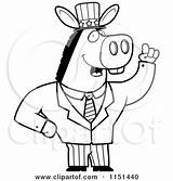 Donkey Politician American Clipart Thoman Cory Outlined Coloring Cartoon Vector 2021 sketch template