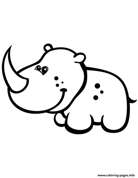 cute baby rhino coloring page printable